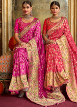 Load image into Gallery viewer, Shades Of Pink Woven Patola Printed Dola Silk Saree with Heavy Embroidered Blouse