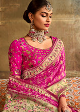 Load image into Gallery viewer, Shades Of Pink Woven Patola Printed Dola Silk Saree with Heavy Embroidered Blouse