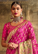 Load image into Gallery viewer, Shades Of Pink Woven Patola Printed Dola Silk Saree with Heavy Embroidered Blouse