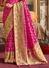Load image into Gallery viewer, Shades Of Pink Woven Patola Printed Dola Silk Saree with Heavy Embroidered Blouse