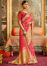 Load image into Gallery viewer, Brink Pink Woven Patola Printed Dola Silk Saree with Heavy Embroidered Blouse
