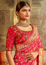 Load image into Gallery viewer, Brink Pink Woven Patola Printed Dola Silk Saree with Heavy Embroidered Blouse