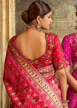 Load image into Gallery viewer, Brink Pink Woven Patola Printed Dola Silk Saree with Heavy Embroidered Blouse