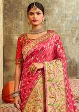 Load image into Gallery viewer, Brink Pink Woven Patola Printed Dola Silk Saree with Heavy Embroidered Blouse