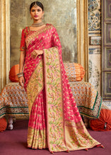 Load image into Gallery viewer, Brink Pink Woven Patola Printed Dola Silk Saree with Heavy Embroidered Blouse