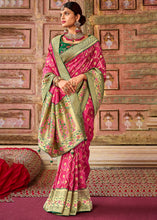 Load image into Gallery viewer, Hot Pink Woven Patola Printed Dola Silk Saree with Heavy Embroidered Blouse