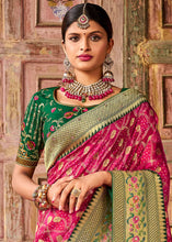 Load image into Gallery viewer, Hot Pink Woven Patola Printed Dola Silk Saree with Heavy Embroidered Blouse