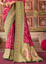 Load image into Gallery viewer, Hot Pink Woven Patola Printed Dola Silk Saree with Heavy Embroidered Blouse
