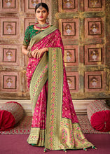 Load image into Gallery viewer, Hot Pink Woven Patola Printed Dola Silk Saree with Heavy Embroidered Blouse