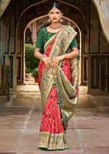 Load image into Gallery viewer, Shades Of Red Woven Patola Printed Dola Silk Saree with Heavy Embroidered Blouse