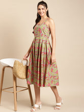 Load image into Gallery viewer, Strappy Box pleate Midi dress with front buttons