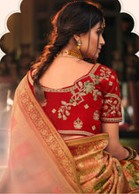 Load image into Gallery viewer, Beige Brown Woven Banarasi Silk Saree with Embroidered Blouse