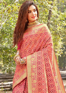 Pink Bridal Silk Banarasi Saree with full Zari weaving