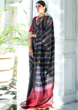 Cargar imagen en el visor de la galería, Black Silk Multithread Weaving Saree