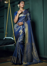 Load image into Gallery viewer, Admiral Blue Woven Kanjivaram Silk Saree