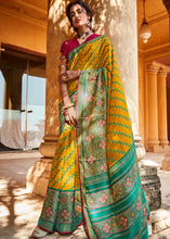 Cargar imagen en el visor de la galería, Canary Yellow Soft Silk Saree with Embroidered Blouse