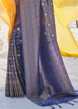 Carica l&#39;immagine nel visualizzatore Galleria,Space Blue Soft Silk Woven Kanjivaram Saree : Special Edition