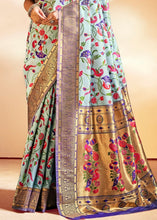 Load image into Gallery viewer, Maya Blue Woven Banarasi Paithani Silk Saree