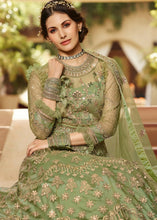 Cargar imagen en el visor de la galería, Green Heavy Embroidered Net Anarkali