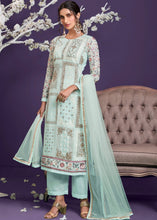 Laden Sie das Bild in den Galerie-Viewer, Sky Blue Georgette Salwar Suit with Thread, Zari &amp; Sequence work