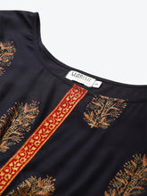 Load image into Gallery viewer, Gold Block Print Front Pleated side cowl dress