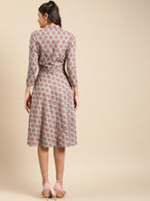 Load image into Gallery viewer, Notch collar with biased flare midi dress
