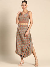 Load image into Gallery viewer, Cowl skirt with crop Top