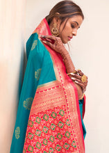 Load image into Gallery viewer, Turquoise Blue Woven Banarasi Patola Silk Saree