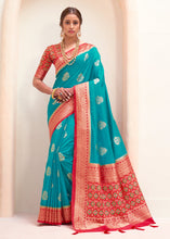 Load image into Gallery viewer, Turquoise Blue Woven Banarasi Patola Silk Saree