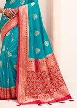 Load image into Gallery viewer, Turquoise Blue Woven Banarasi Patola Silk Saree