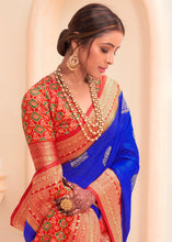 Load image into Gallery viewer, Moroccan Blue Woven Banarasi Patola Silk Saree