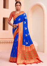 Load image into Gallery viewer, Moroccan Blue Woven Banarasi Patola Silk Saree