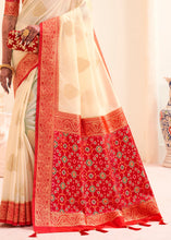 Load image into Gallery viewer, Parchment White Woven Banarasi Patola Silk Saree