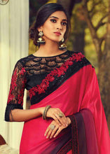 Load image into Gallery viewer, Pink &amp; Purple Designer Embroidered Silk Saree with Sequence work