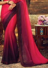 Load image into Gallery viewer, Pink &amp; Purple Designer Embroidered Silk Saree with Sequence work