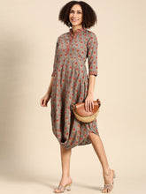 Load image into Gallery viewer, Front cowl mandarin collar Dress