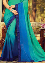 Load image into Gallery viewer, Shades Of Blue Designer Embroidered Silk Saree with Sequence work