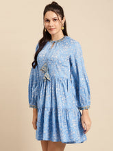 Load image into Gallery viewer, Mini Printed layered dress with balloon sleeve