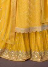Load image into Gallery viewer, Aureolin Yellow Embroidered Georgette Plazzo Suit: Festival Edition