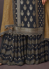 Load image into Gallery viewer, Charcoal Grey Embroidered Georgette Plazzo Suit: Festival Edition