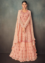 Load image into Gallery viewer, Light Salmon Orange Georgette Embroidered Lehenga Suit