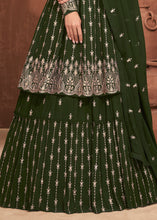 Load image into Gallery viewer, Seaweed Green Georgette Embroidered Lehenga Suit