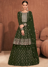 Load image into Gallery viewer, Seaweed Green Georgette Embroidered Lehenga Suit