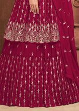 Load image into Gallery viewer, Cerise Pink Georgette Embroidered Lehenga Suit