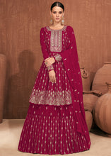Load image into Gallery viewer, Cerise Pink Georgette Embroidered Lehenga Suit