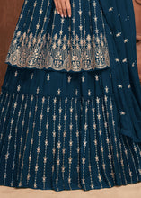 Load image into Gallery viewer, French Navy Blue Georgette Embroidered Lehenga Suit