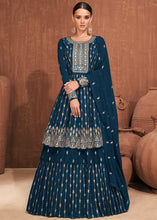 Load image into Gallery viewer, French Navy Blue Georgette Embroidered Lehenga Suit
