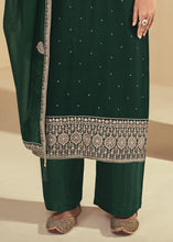 Load image into Gallery viewer, Dark Green Floral Embroidered Georgette Salwar Suit