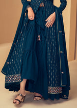 Load image into Gallery viewer, Prussian Blue Georgette Designer Embroidered Suit with Long Jacket