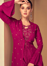 Load image into Gallery viewer, Barbie Pink Georgette Designer Embroidered Suit with Long Jacket
